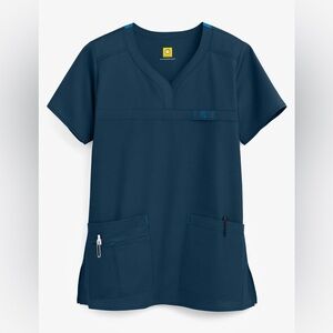 Wonderwink Flex Patience 4 pocket Stretch Scrub Top Navy  Style 6208 2X